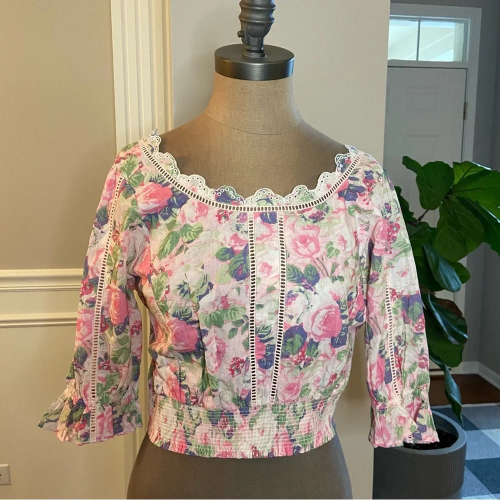 LoveShackFancy KARSTEN top, balloon sleeves, size XL, NWT - Picture 2 of 9